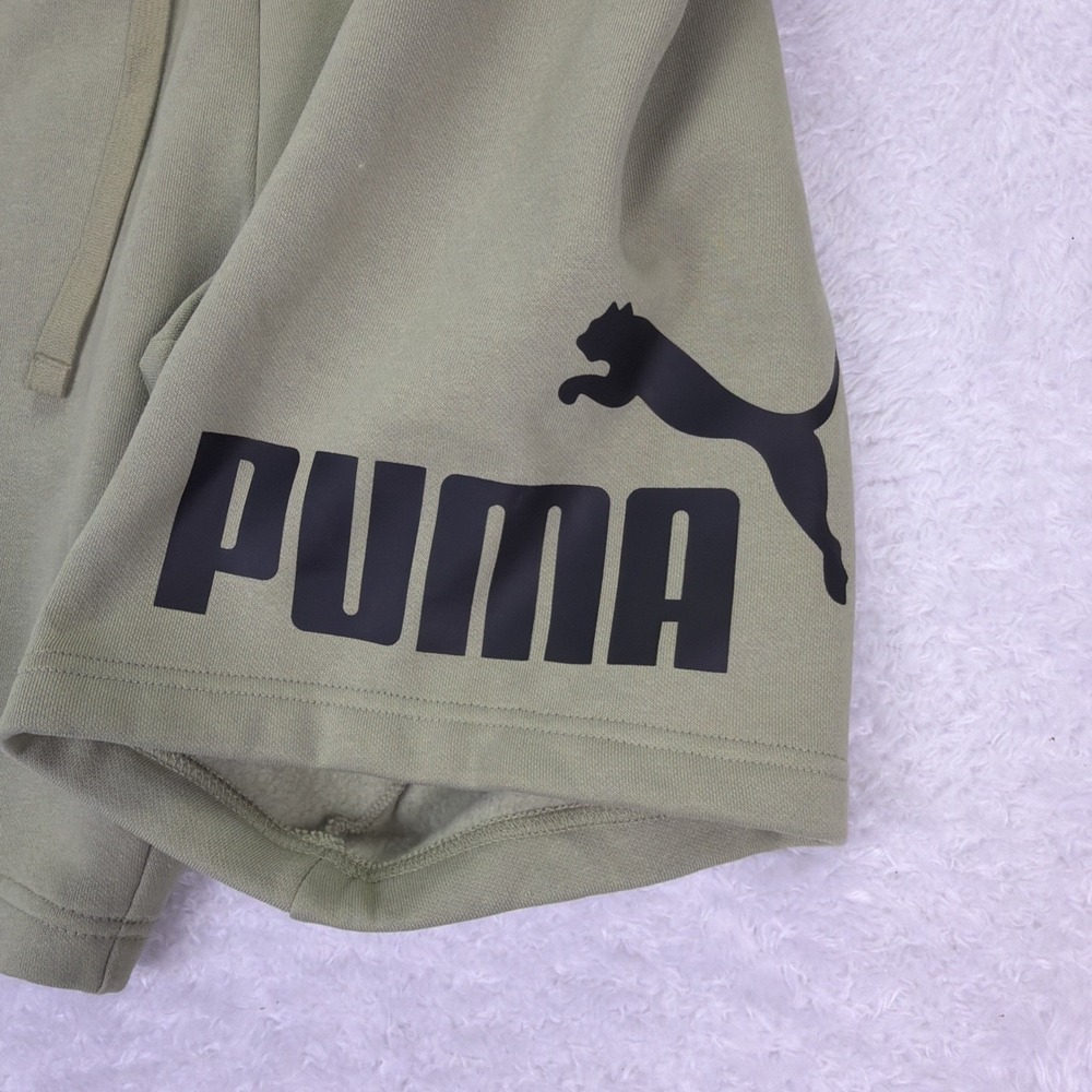 Puma Mens Medium Heavyweight Sage Green Shorts 9.5in‎ Inseam Pockets Drawstring - Picture 2 of 4